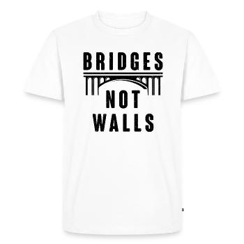 Ponts pas Murs Solidarité Amour - T-shirt Premium bio Homme - blanc - Devant - Nico (187cm)