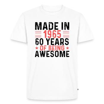 Fabriqué en 1965 60 ans d’être génial - T-shirt Premium bio Homme - blanc - Devant - Nico (187cm)