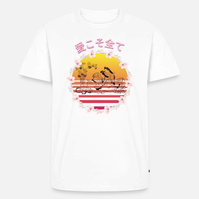 桜の日本語 Love is everything! - Männer Premium Bio T-Shirt - Weiß