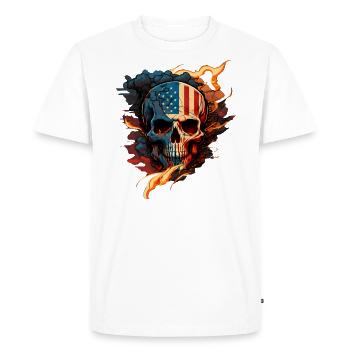 Crâne aux couleurs du drapeau américain (USA) - T-shirt Premium bio Homme - blanc - Devant - Nico (187cm)