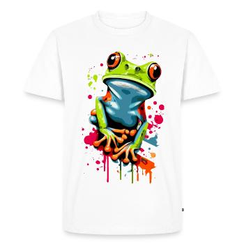 Grenouille - Rainette - Prince grenouille - Croaker - T-shirt Premium bio Homme - blanc - Devant - Nico (187cm)