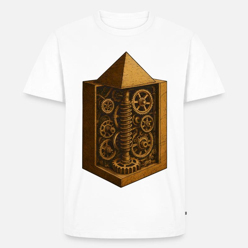 Pyramide von Chephren | Antike Getriebemechanik-Kunst - Männer Premium Bio T-Shirt - Weiß