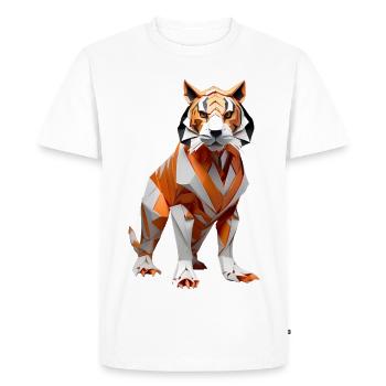 Geometric Low-Poly Tiger - Men's Premium Organic T-Shirt - white - Front - Nico (187cm)