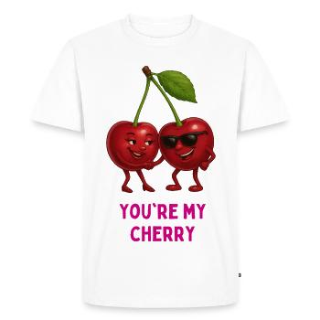 Cherry duo: You are my cherry - Men's Premium Organic T-Shirt - white - Front - Nico (187cm)