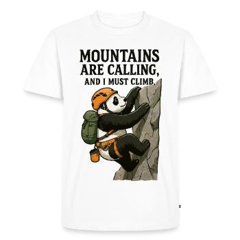 Bloc panda grimpeur drôle - T-shirt Premium bio Homme - blanc - Devant - Nico (187cm)