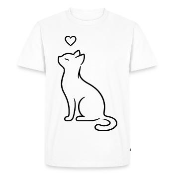 Chat assis élégant avec cœur | Art d’amour minimal - T-shirt Premium bio Homme - blanc - Devant - Nico (187cm)