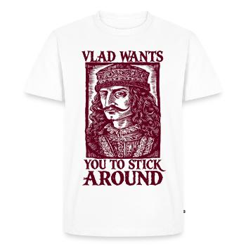 Vlad veut te garder - T-shirt Premium bio Homme - blanc - Devant - Nico (187cm)