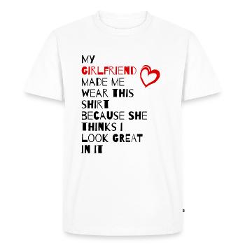 My Girlfriend - Cadeau pour ami ou petite amie - T-shirt Premium bio Homme - blanc - Devant - Nico (187cm)