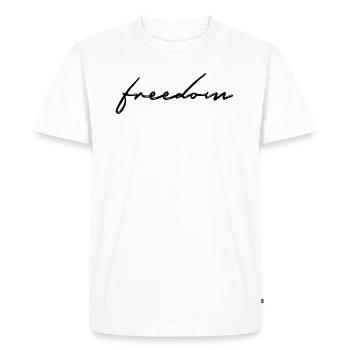 Liberté! Cadeau dire de la liberté - T-shirt Premium bio Homme - blanc - Devant - Nico (187cm)