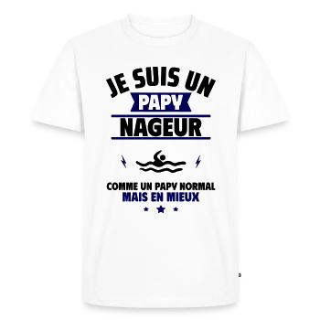 Papy nageur plus cool, fête des grands-pères - T-shirt Premium bio Homme - blanc - Devant - Nico (187cm)