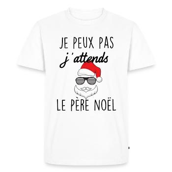 Je peux pas j attends le père noël - T-shirt Premium bio Homme - blanc - Devant - Nico (187cm)