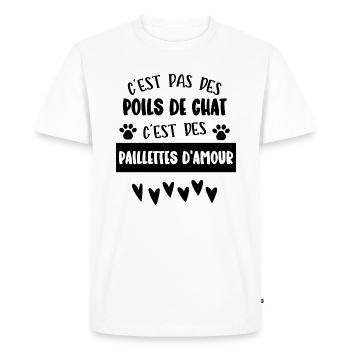 c'est pas des poils de chat - T-shirt Premium bio Homme - blanc - Devant - Nico (187cm)
