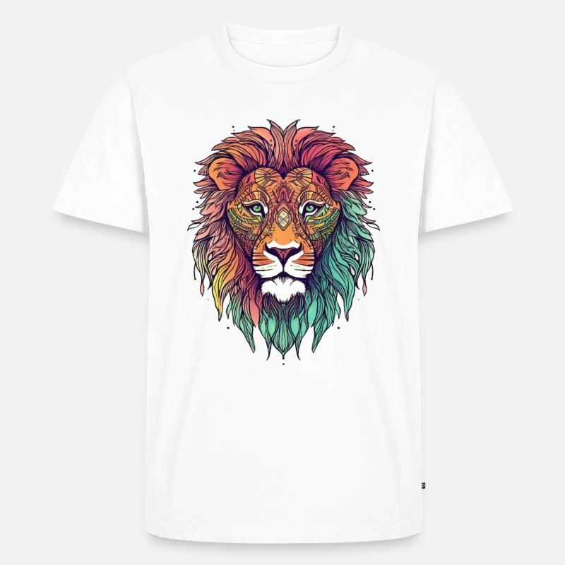 Löwe - Männer Premium Bio T-Shirt - Weiß
