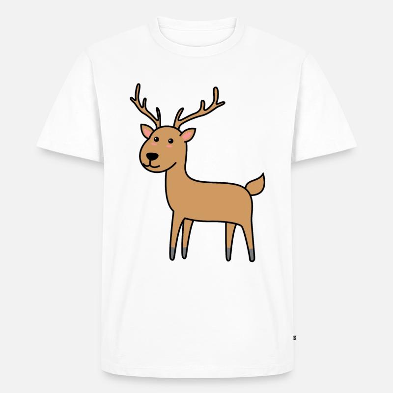 Hirsch Comic Tier - Männer Premium Bio T-Shirt - Weiß