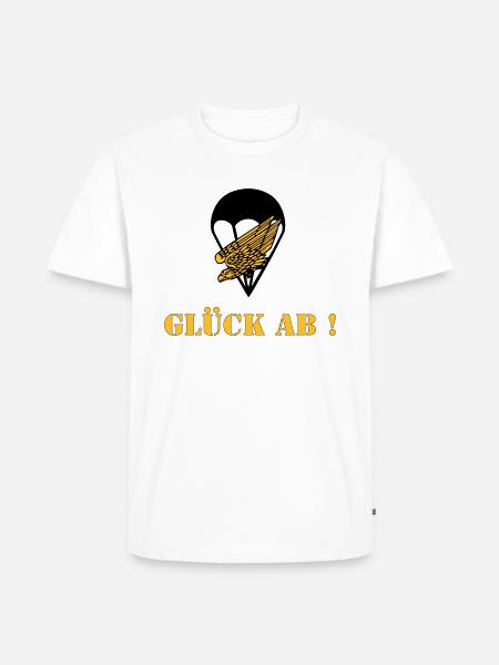 Glück ab Fallschirmjäger - Männer Premium Bio T-Shirt - Weiß