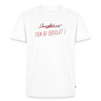 Pain au Chocolat ! - T-shirt Premium bio Homme - blanc - Devant - Nico (187cm)