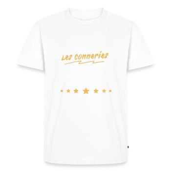 Arrêter les conneries 18 ans cadeau humour drole - T-shirt Premium bio Homme - blanc - Devant - Nico (187cm)