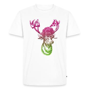 Cerf avec chapeau de bollen de la Forêt Noire et sous-vêtements - T-shirt Premium bio Homme - blanc - Devant - Nico (187cm)