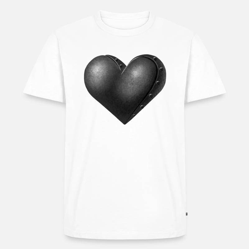 Grau Robot Herz - Männer Premium Bio T-Shirt - Weiß