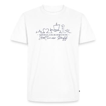 Ueckermünde Silhouette - Men's Premium Organic T-Shirt - white - Front - Nico (187cm)