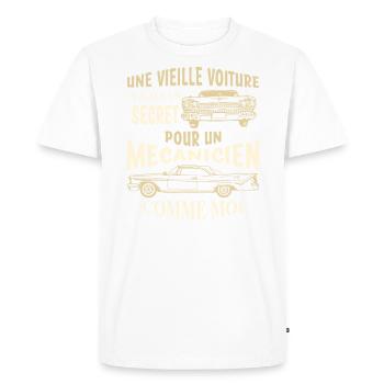 Humour mécanicien - T-shirt Premium bio Homme - blanc - Devant - Nico (187cm)