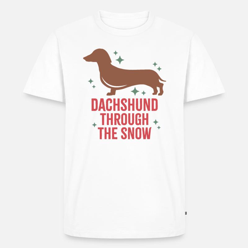 Dackel durch den Schnee - Männer Premium Bio T-Shirt - Weiß