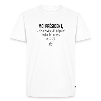 La sieste deviendrait... - T-shirt Premium bio Homme - blanc - Devant - Nico (187cm)