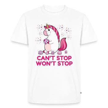 Impossible d'arrêter ne s'arrêtera pas - T-shirt Premium bio Homme - blanc - Devant - Nico (187cm)