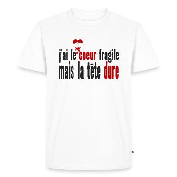 citation coeur fragile tete dure humour drole expr - T-shirt Premium bio Homme - blanc - Devant - Nico (187cm)