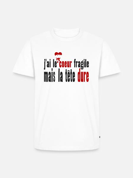 citare cuore fragile hard head umorismo drole expr - Maglietta ecologica premium da uomo - bianco