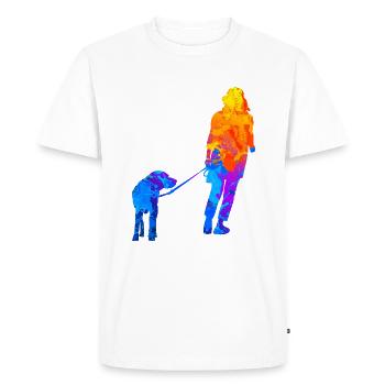 Master Dog owner Mistress Dog Walk - Men's Premium Organic T-Shirt - white - Front - Nico (187cm)