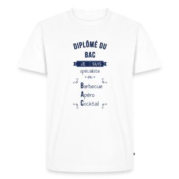 Spécialiste en BAC - T-shirt Premium bio Homme - blanc - Devant - Nico (187cm)