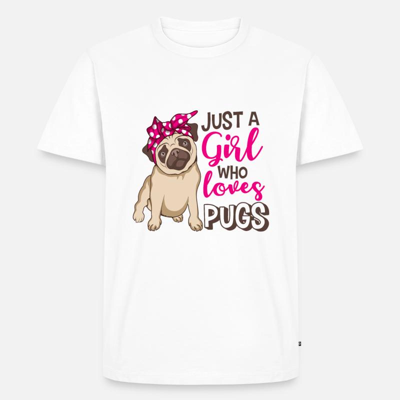 Pug Mops Mädchen - Männer Premium Bio T-Shirt - Weiß