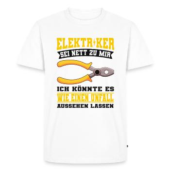 Elektriker - Männer Premium Bio T-Shirt - Weiß - Vorne - Nico (187cm)