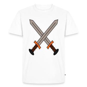 Un logo de 2 épées croisées dans un style gamer. - T-shirt Premium bio Homme - blanc - Devant - Nico (187cm)