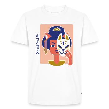 Yokai: Osan Gitsune, "Osan the Vixen" - PINK - Men's Premium Organic T-Shirt - white - Front - Nico (187cm)
