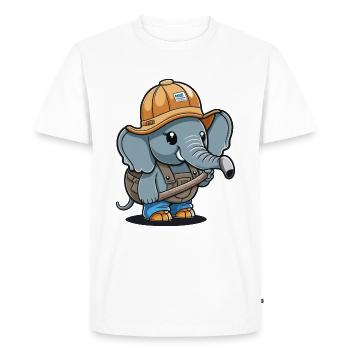 Elephant Builder - Men's Premium Organic T-Shirt - white - Front - Nico (187cm)
