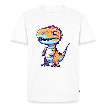 Dessin de dinosaure Tyrannosaurus Rex - T-shirt Premium bio Homme - blanc - Devant - Nico (187cm)