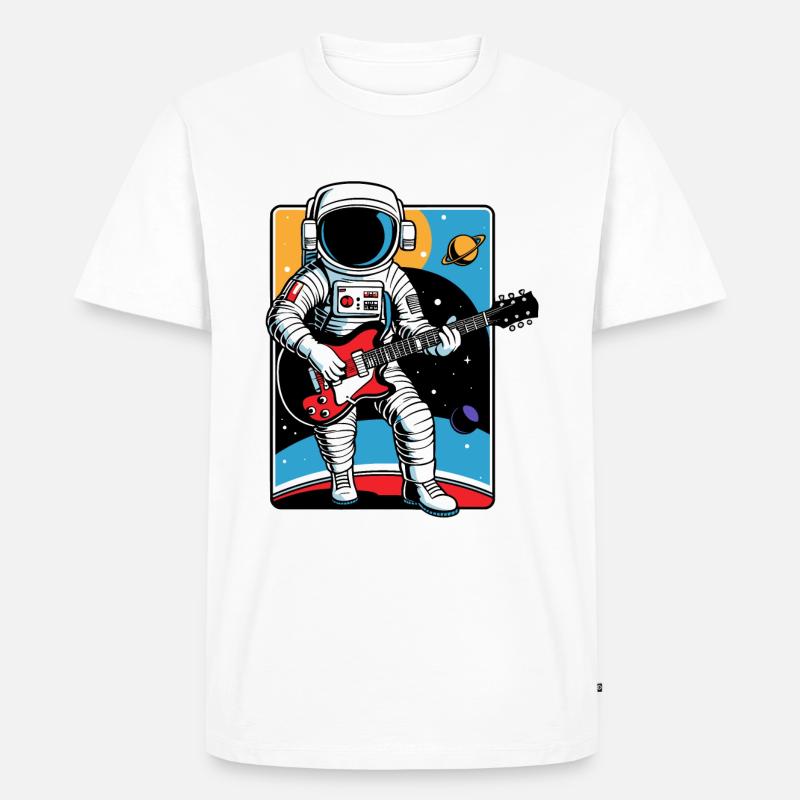 Retro E-Gitarrist Astronaut - Männer Premium Bio T-Shirt - Weiß