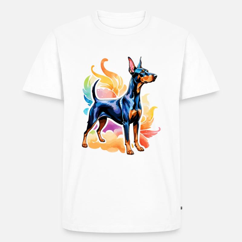 Dobermann Wasserfarben - Männer Premium Bio T-Shirt - Weiß