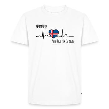 Mon cœur bat pour l’Islande la Scandinavie - T-shirt Premium bio Homme - blanc - Devant - Nico (187cm)