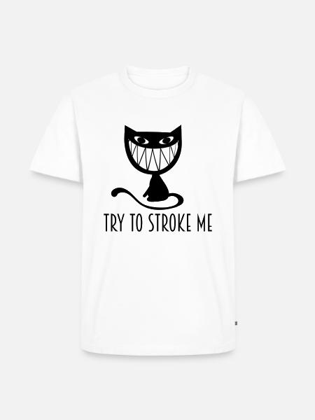try to stroke me cat - Men's Premium Organic T-Shirt - white