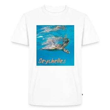 Seychelles Seychelles tortue de mer océan - T-shirt Premium bio Homme - blanc - Devant - Nico (187cm)