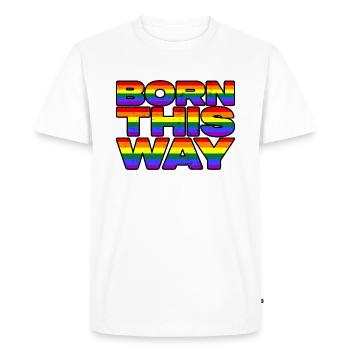 Born This Way Rainbow LGBTQIA+ CSD Gay Pride - Men's Premium Organic T-Shirt - white - Front - Nico (187cm)