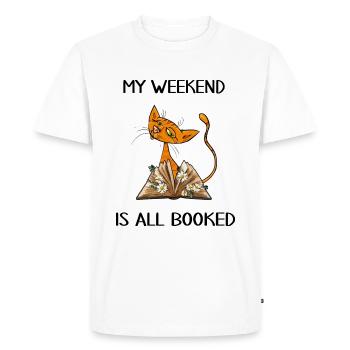 Reading book primer "all booked" Reading hour books - Men's Premium Organic T-Shirt - white - Front - Nico (187cm)