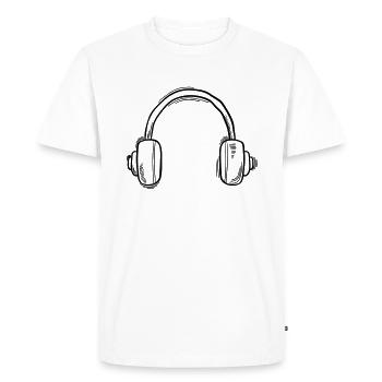 Casques - musique, écoute, casques, haut-parleurs - T-shirt Premium bio Homme - blanc - Devant - Nico (187cm)