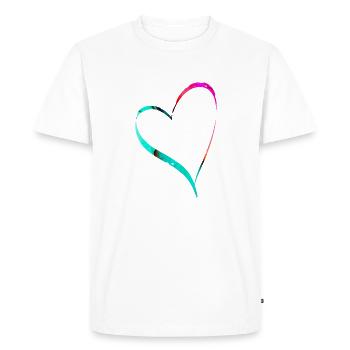 Aquarelle coeur - T-shirt Premium bio Homme - blanc - Devant - Nico (187cm)