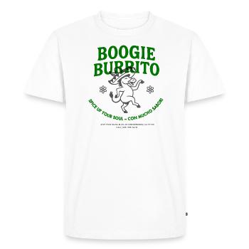 Boogie Burrito – Pimentez votre âme – Chemise TexMex - T-shirt Premium bio Homme - blanc - Devant - Nico (187cm)