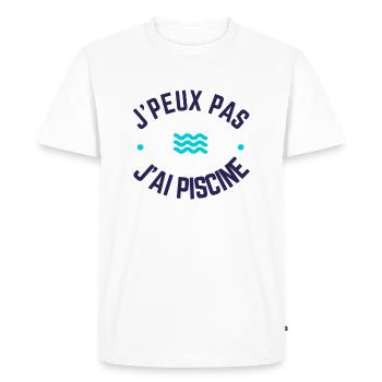 J'peux pas j'ai piscine - T-shirt Premium bio Homme - blanc - Devant - Nico (187cm)