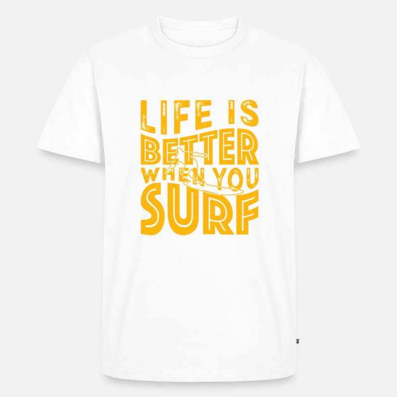 Sufer Spruch Witzig - Männer Premium Bio T-Shirt - Weiß